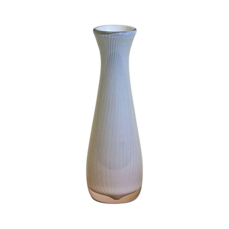 White Vintage Glass Vase Ariel By Hermann Bongard, Norway 1956