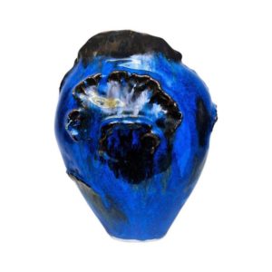 Blue vintage Ceramic vase by Leif Heiberg Myrdam 1970s, Norway