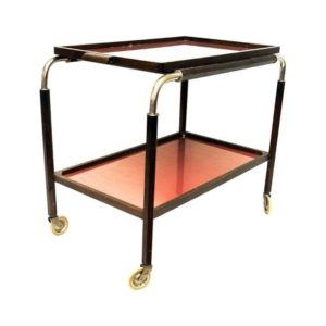 Art Deco Trolley with red trays on wheels 1930s, Sweden