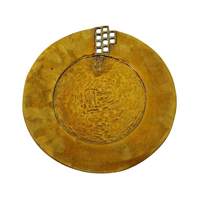 Vintage Brass plate with square holes 1970s, Scandinavia