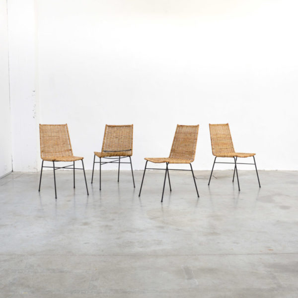 Set of 4 Italian Rattan Dining Chairs