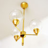 Brass Ceiling Lamp with Three Clear Glass Domes 1960`s - Sweden