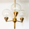 Brass Ceiling Lamp with Three Clear Glass Domes 1960`s - Sweden