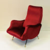 Pair of Italian Sculptural Red Velvet Chairs, 1960s
