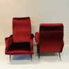 Pair of Italian Sculptural Red Velvet Chairs, 1960s