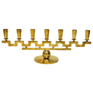 Vintage Candlestick With Seven Arms Of Brass 1950`s, Lars Holmström-Sweden