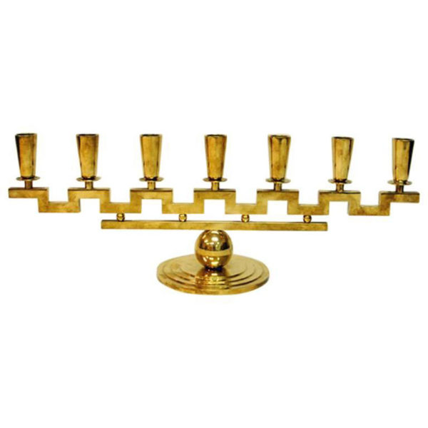 Vintage Candlestick With Seven Arms Of Brass 1950`s, Lars Holmström-Sweden