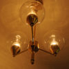 Brass Ceiling Lamp with Three Clear Glass Domes 1960`s - Sweden