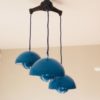 Suspension of 3 Blue Flowerpot designed by Louis Poulsen for Verner Panton - 1960s Suspension of 3 Blue Flowerpot designed by Louis Poulsen for Verner Panton - 1960s