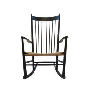 Original Vintage J16 Black Rocking Chair by Hans Wegner for FDB Mobler 1964