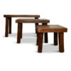 Set of Three Vintage Dutch Solid Oak Nesting Tables or Benches, 1970s