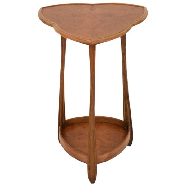 French Art Nouveau Triangular Side Table by Louis Majorelle in Walnut and Oak French Art Nouveau Triangular Side Table by Louis Majorelle in Walnut and Oak