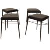 Set of Four Black Italian Midcentury Metal and Leather Stools, circa 1950