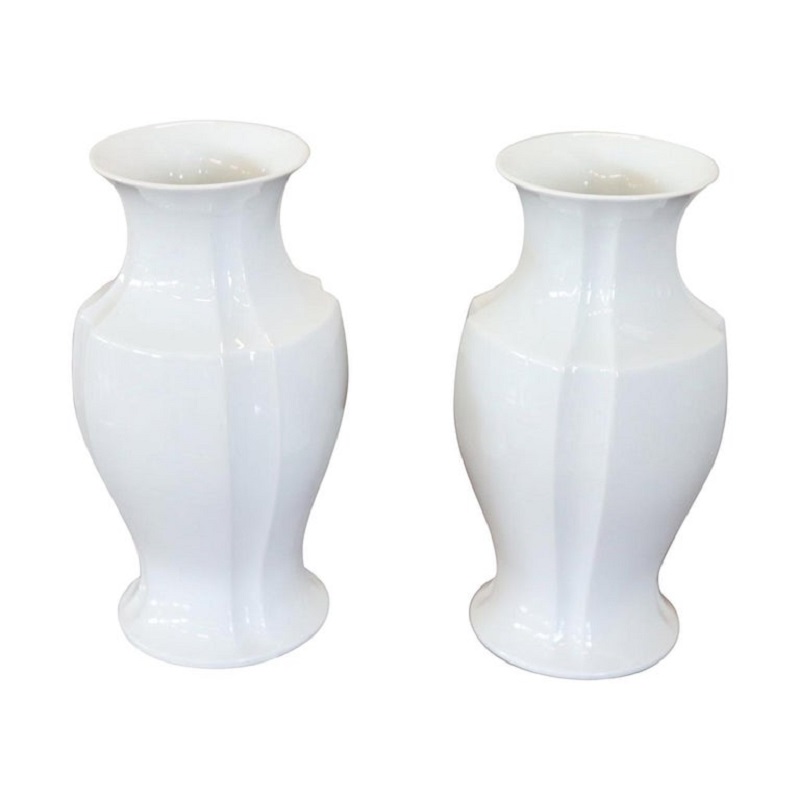 White Porcelain Vases from KPM, 1960s, Set of 2