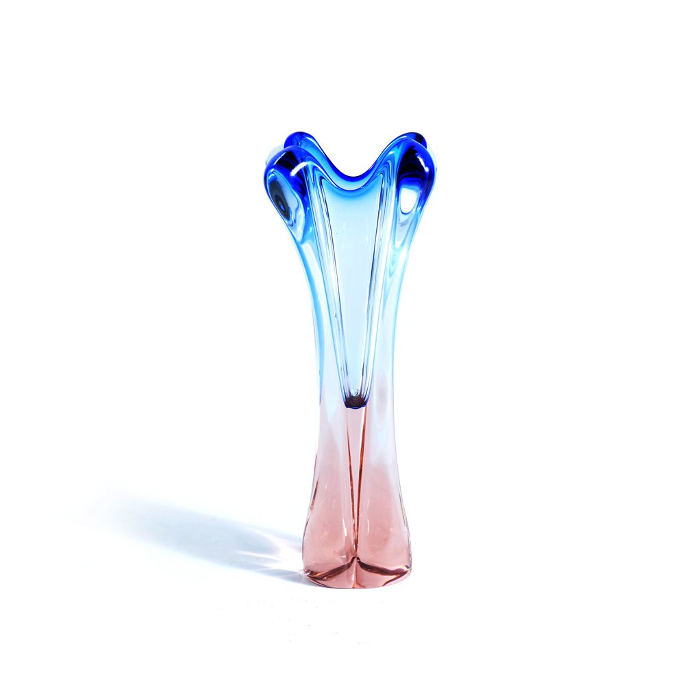 Midcentury Art Glass Vase By Josef Hospodka For Chribska Glass Union, Czechoslovakia 1960s