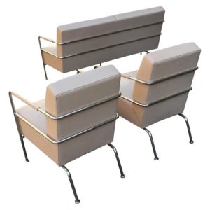Vintage Nude Leather Cinema Seating Group by Gunilla Allard for Lammhults, 1990s
