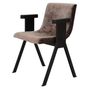 Midcentury Italian Black and Grey Velvet Armchair by Olivetti Synthesis, 1960s