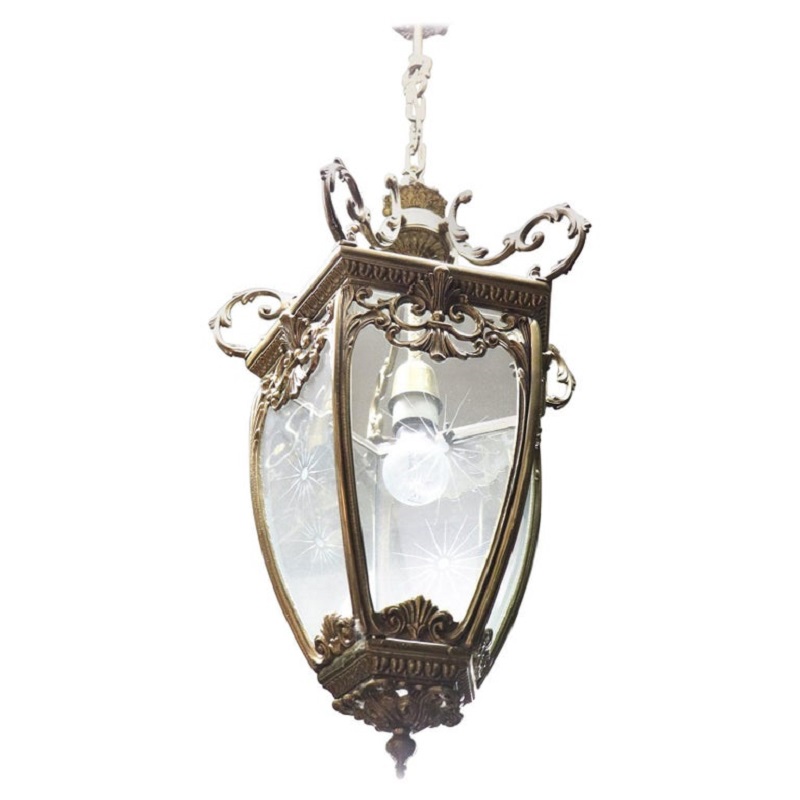 20th Century Italian Gilded Bronze Lantern One-Light