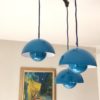 Suspension of 3 Blue Flowerpot designed by Louis Poulsen for Verner Panton - 1960s Suspension of 3 Blue Flowerpot designed by Louis Poulsen for Verner Panton - 1960s