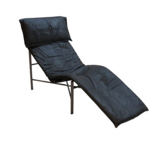 1970s Swedish Black Leather Chaise Longue By Tord Bjorklund