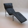 1970s Swedish Black Leather Chaise Longue By Tord Bjorklund