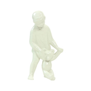 White Porcelain Sculpture Of A Girl With A Teddybear, Czechoslovakia