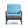 Midcentury Armchair In Teal Fabric And Dark Oak, Czechoslovakia 1960s