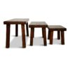 Set of Three Vintage Dutch Solid Oak Nesting Tables or Benches, 1970s