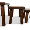 Set of Three Vintage Dutch Solid Oak Nesting Tables or Benches, 1970s