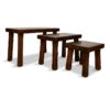 Set of Three Vintage Dutch Solid Oak Nesting Tables or Benches, 1970s