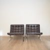 Mid Century Pair of Barcelona Chairs in the Style of Ludwig Mies van der Rohe circa 1980