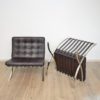 Mid Century Pair of Barcelona Chairs in the Style of Ludwig Mies van der Rohe circa 1980