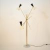 (re-edition)Adjustable Italian Three-Arm Brass & Marble Floor Lamp in the Style of Stilnovo