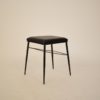 Set of Four Black Italian Midcentury Metal and Leather Stools, circa 1950