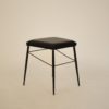 Set of Four Black Italian Midcentury Metal and Leather Stools, circa 1950