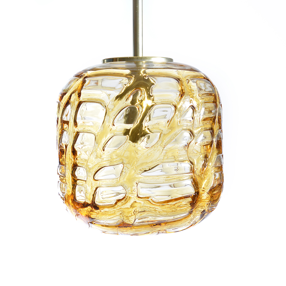 Golden Glass Ceiling Light By Doria, Germany, 1960s