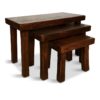 Set of Three Vintage Dutch Solid Oak Nesting Tables or Benches, 1970s