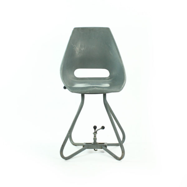 Grey Fiberglass & Metal Tram Chairs By Miroslav Navratil For Vertex, 1960s