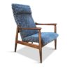 Set of Two Vintage Oak Blue Velour Easy Chairs, 1970s