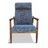 Set of Two Vintage Oak Blue Velour Easy Chairs, 1970s