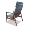 Set of Two Vintage Oak Blue Velour Easy Chairs, 1970s
