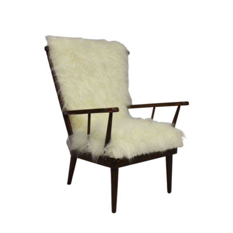 Fan Style Armchair Of Baumann Fur Long Hair Red Design Fan Style Armchair Of Baumann Fur Long