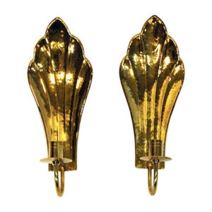 Vintage Brass wall candleholder pair by Lars Holmström 1960s, Sweden