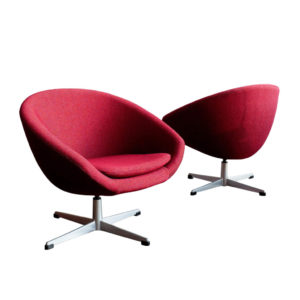 German Fabric and Metal Swivel Chairs, 1960s, Set of 2
