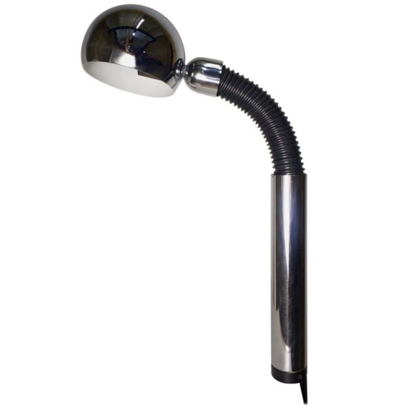 Large Space Age Italian Chrome Clamp Lamp from Targetti, 1970s