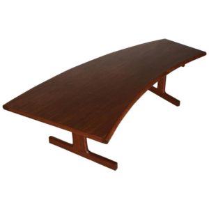 Midcentury Danish Teak Coffee Table with Curved Desk, 1950s
