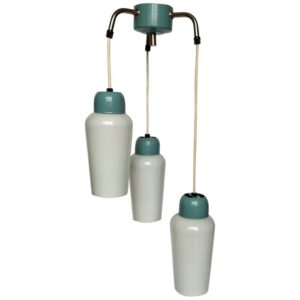 Vintage Blue Metal and Glass Pendant Lighting, 1970s