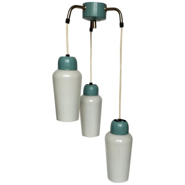 Vintage Blue Metal and Glass Pendant Lighting, 1970s