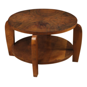Italian design coffee table in walnut and burl