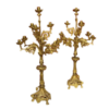 Pair of Italian candlesticks in gilt brass